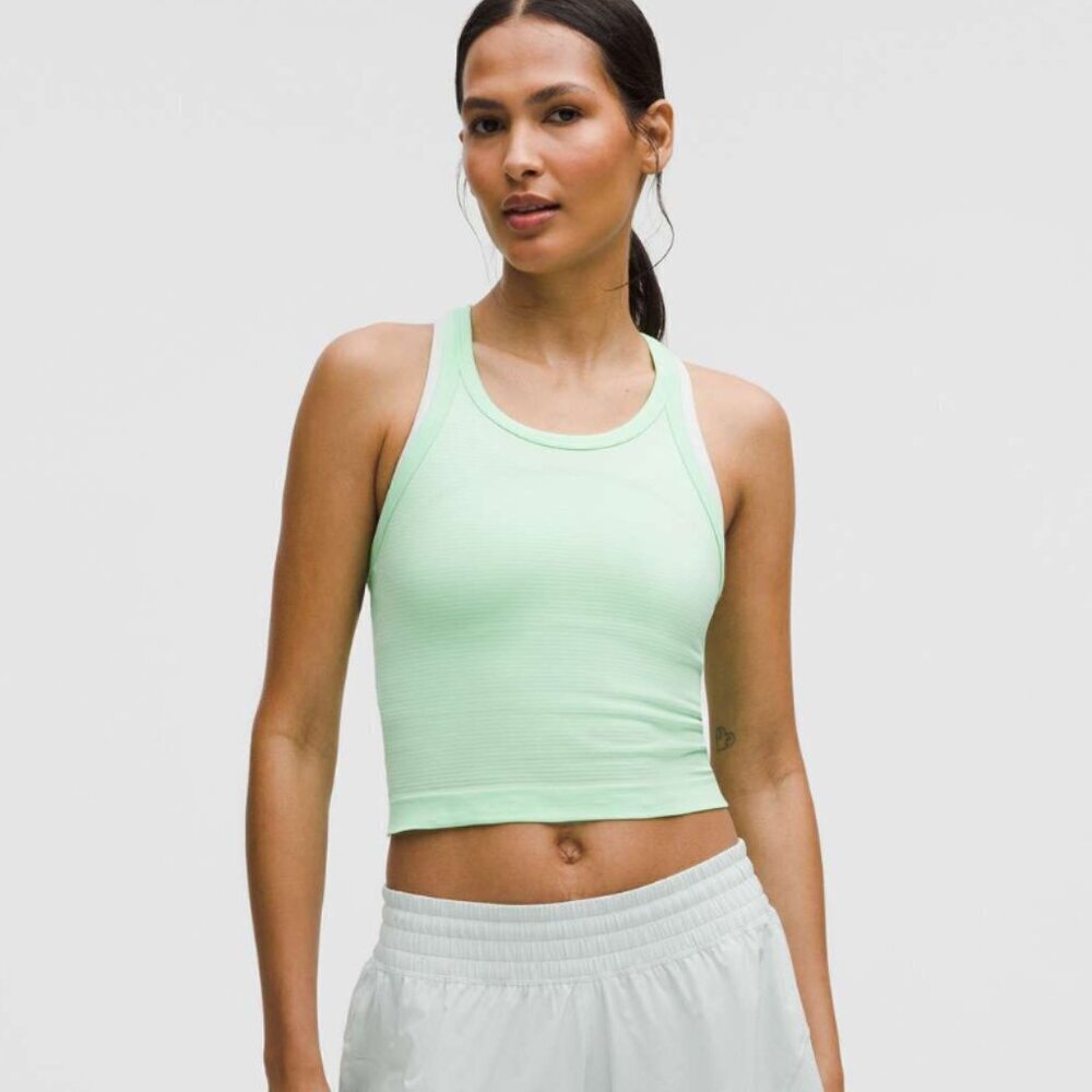 NWT Lululemon Swiftly Tech Cropped Racerback Tank Top 2.0 - Citra Lime Size 14